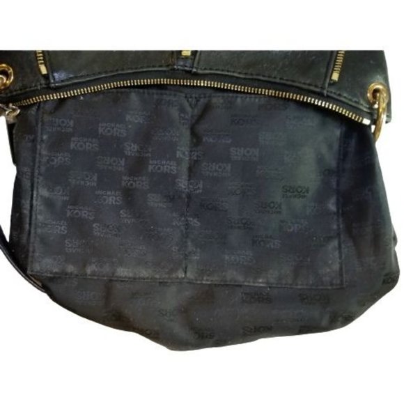 Michael Kors Newman Leather Hobo Bag Zip Accent Gold Hardware - Picture 10 of 12